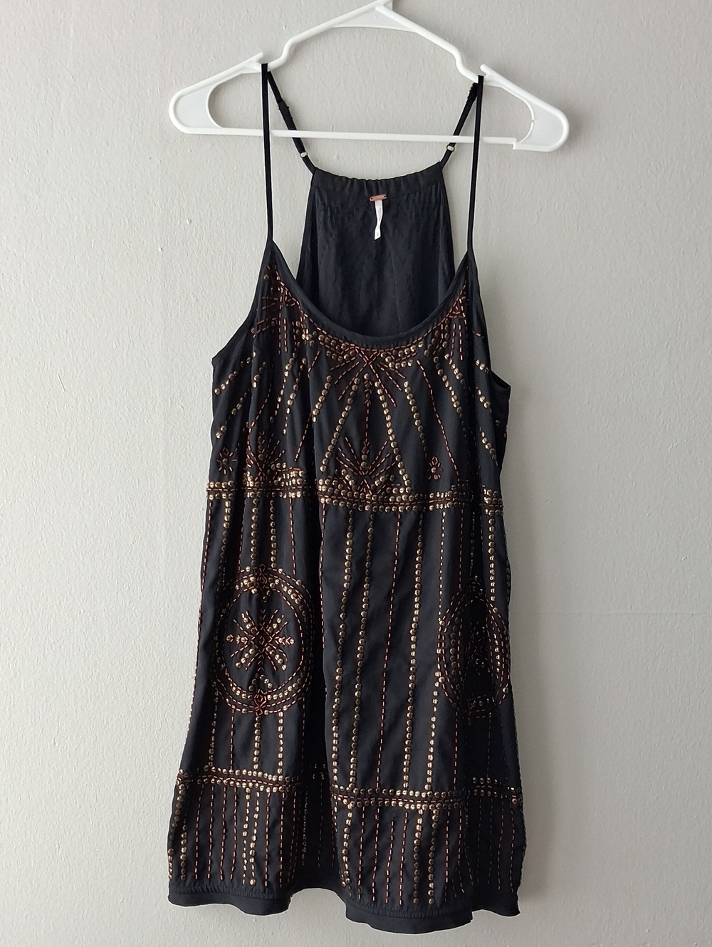 Free People Black Mini Dress with Bronze Sequin Detail